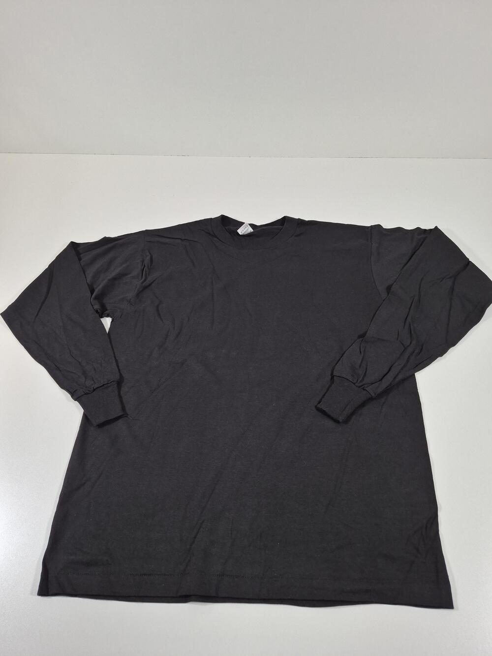 VTG Fruit of the Loom Long Sleeve Shirt Men's XL Black Blank Single Stitch NOS